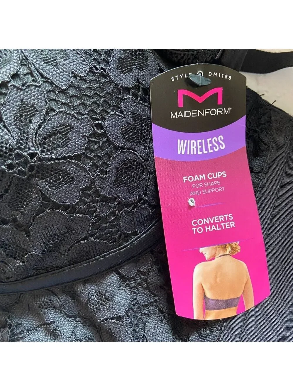 Maidenform Wireless Bralette, Convertible 40C Black NWT DM1188